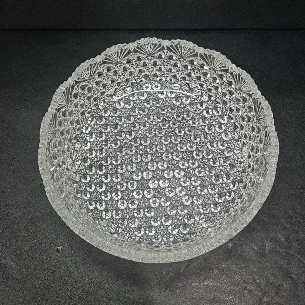 Hoya Japan‎ Crystal Round Serving Bowl, Vintage Dining Glassware, Centerpiece